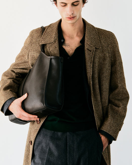 CALELLA SQUARED MEDIUM GRAINY - Leather-trimmed Tote Bag