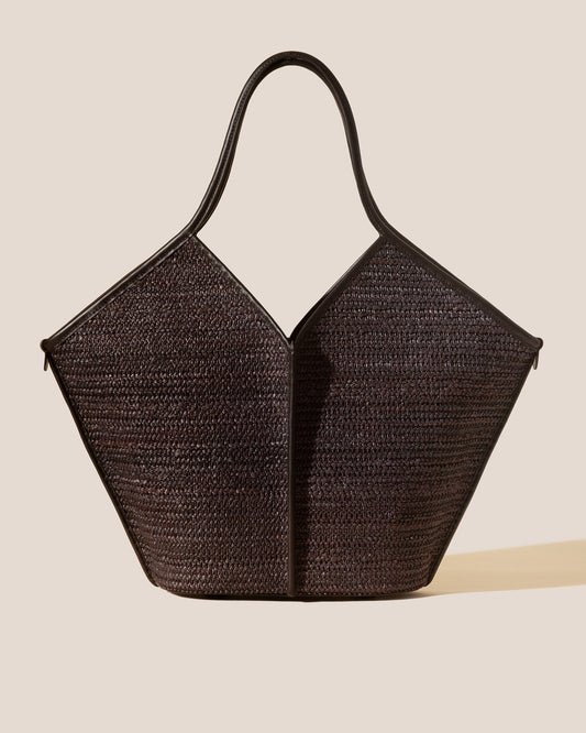 CALELLA RAFFIA - Leather-trimmed Tote Bag