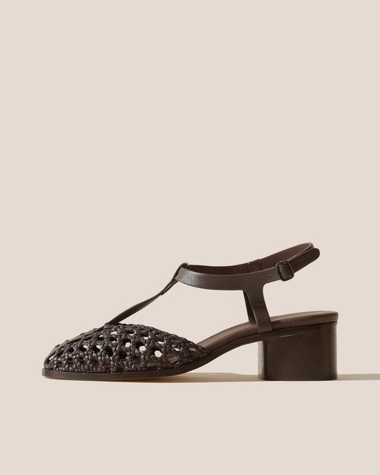 GABIA - Heeled Woven T-bar Sandal